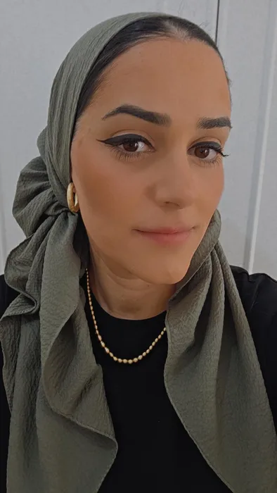 מטפחת קרפ צבע ירוק זית 3 ב100