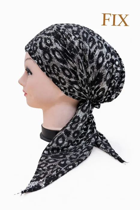 בנדנה ערב מנומרת שחור כסוף