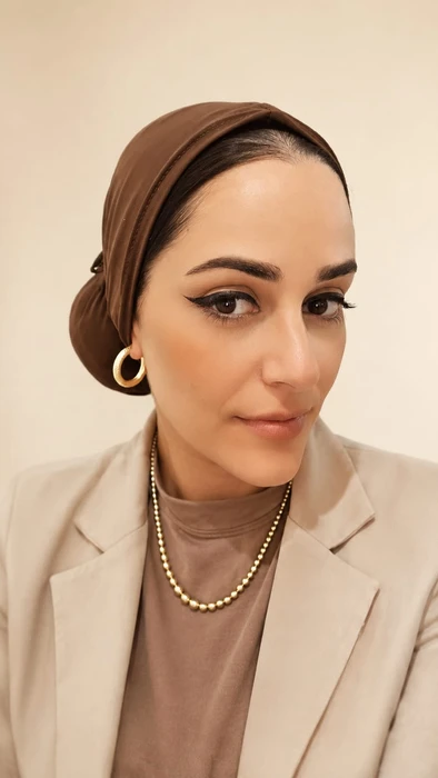 טורבן עם קשירה עבודת יד חום שוקולד