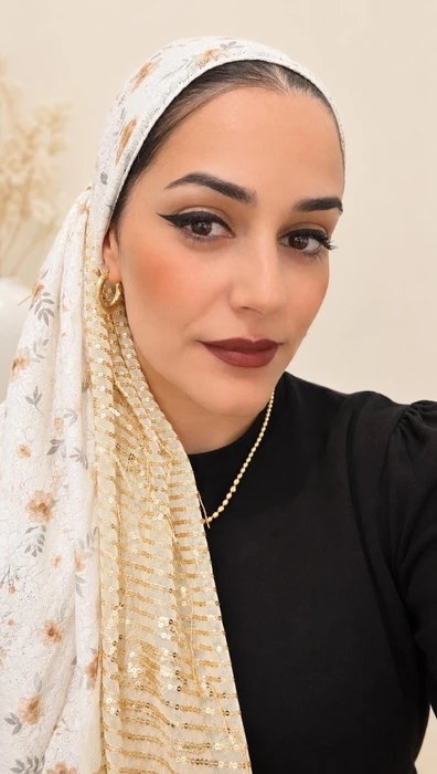 מטפחת משולבת ערב פרחים זהב