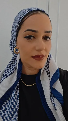 מטפחת מרובעת וופל כחול לבן