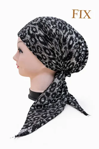 בנדנה ערב מנומרת שחור כסוף