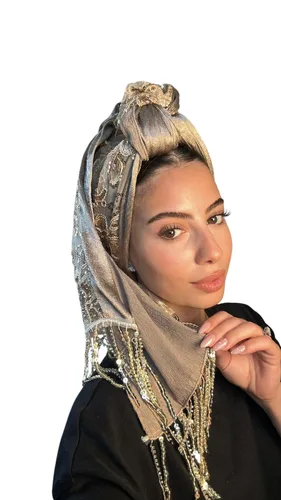 מטפחת לונג דגם אוריאנה מטפחת משולבת יוקרתית זהב
