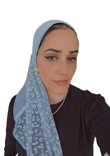 מטפחת מנומרת תכלת אחיד