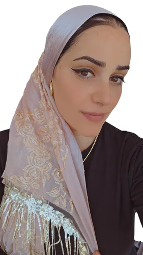 מטפחת לונג משולבת דגם נאיה עם סיומת פרנזים